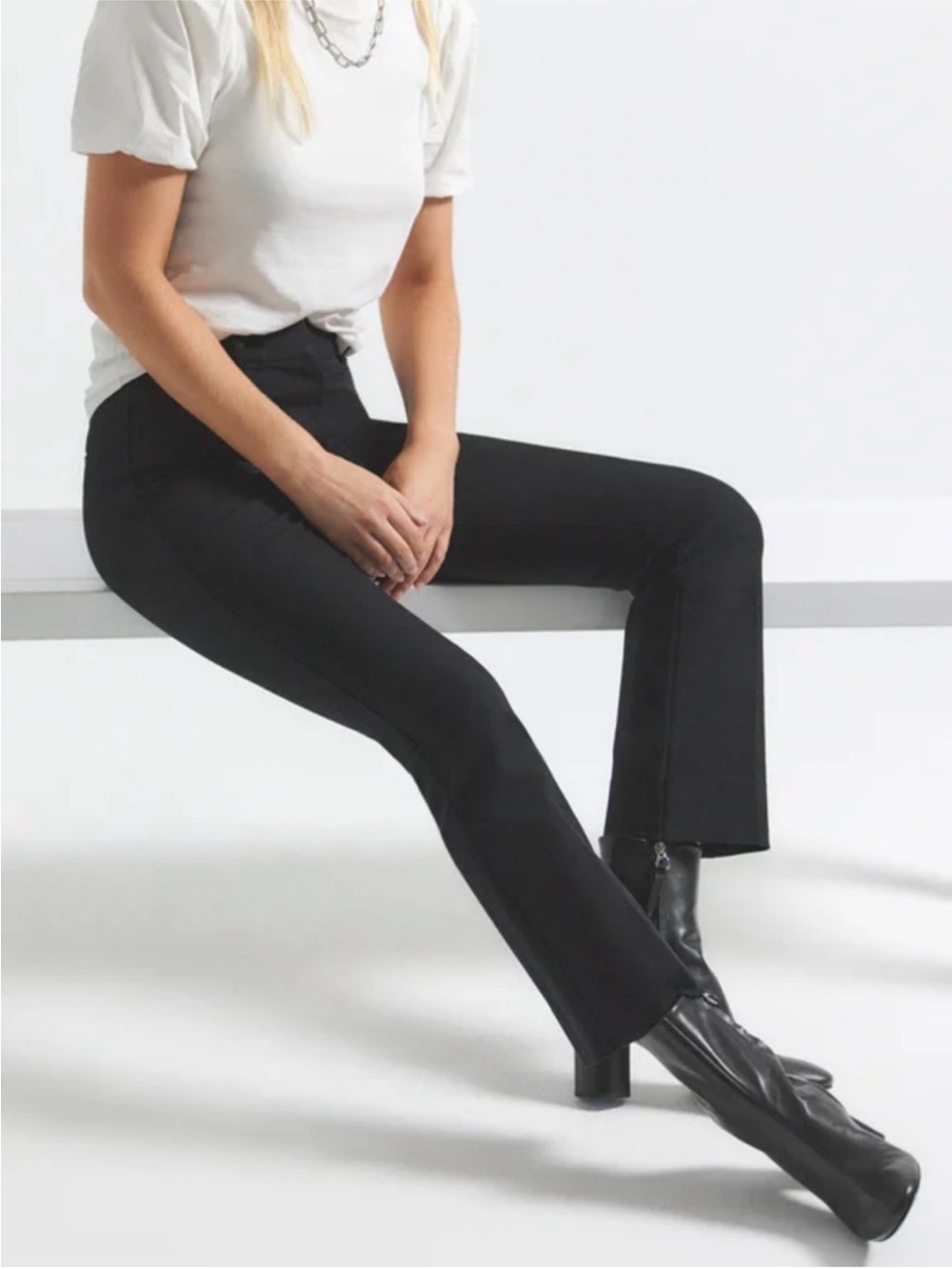 Derek Lam 10 Crosby High Rise Cropped Flare Trousers 27.5” Black Sz 6